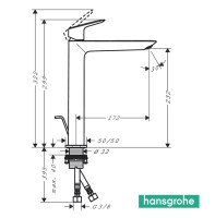 MEDIDAS MONOMANDO LAVABO 240 LOGIS HANSGROHE